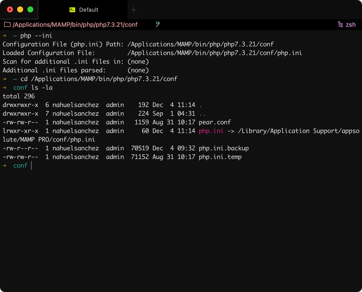 Configure the Terminal to use MAMP's PHP